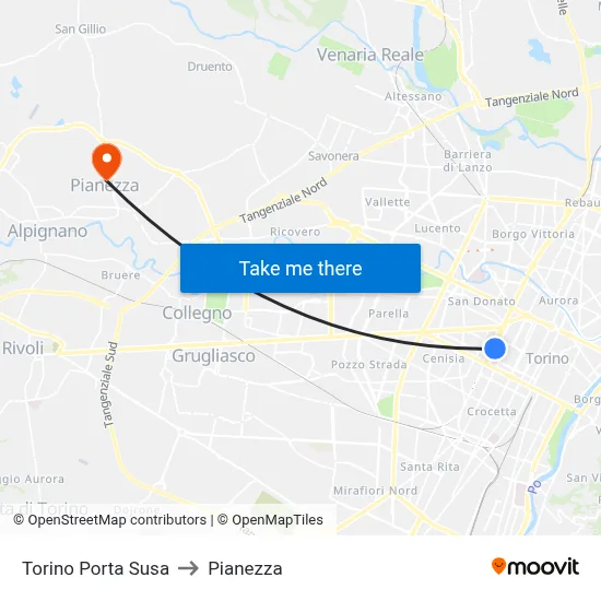 Turin Porta Susa to Pianezza map