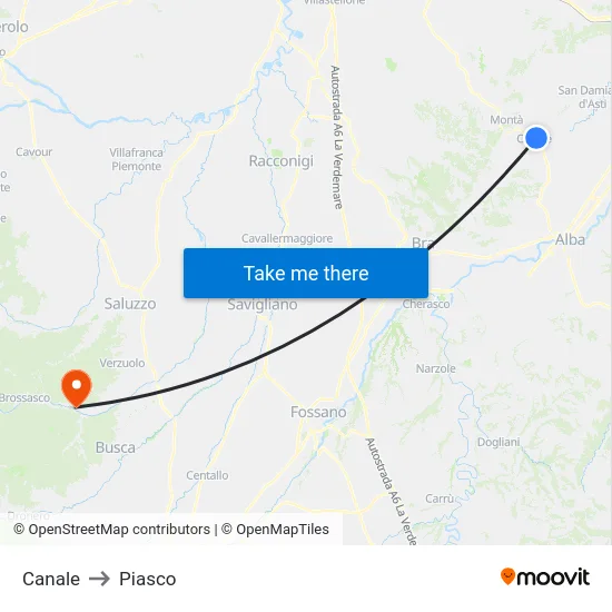 Canale to Piasco map