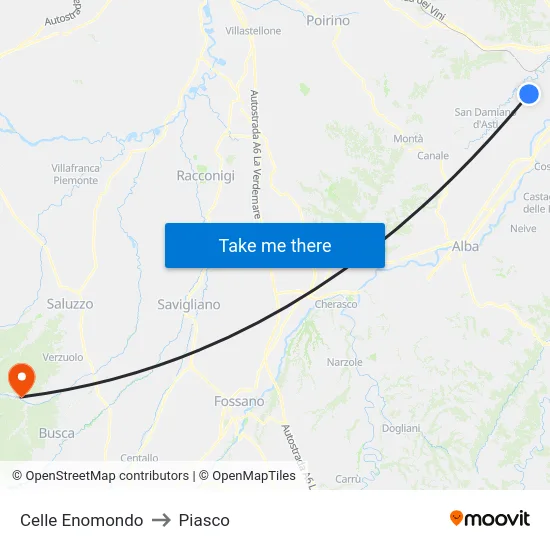 Celle Enomondo to Piasco map