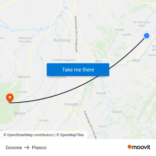 Govone to Piasco map