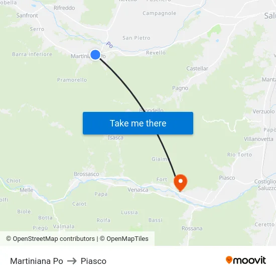 Martiniana Po to Piasco map