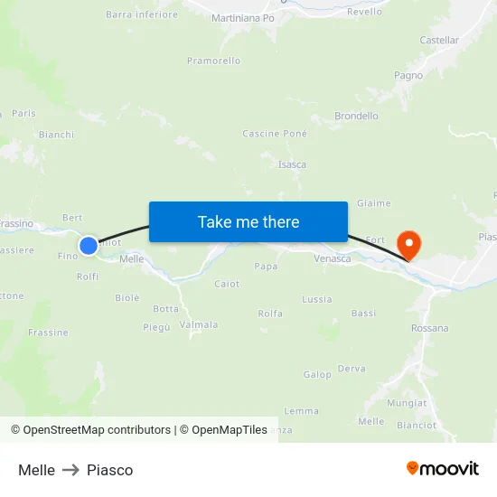 Melle to Piasco map
