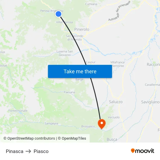Pinasca to Piasco map