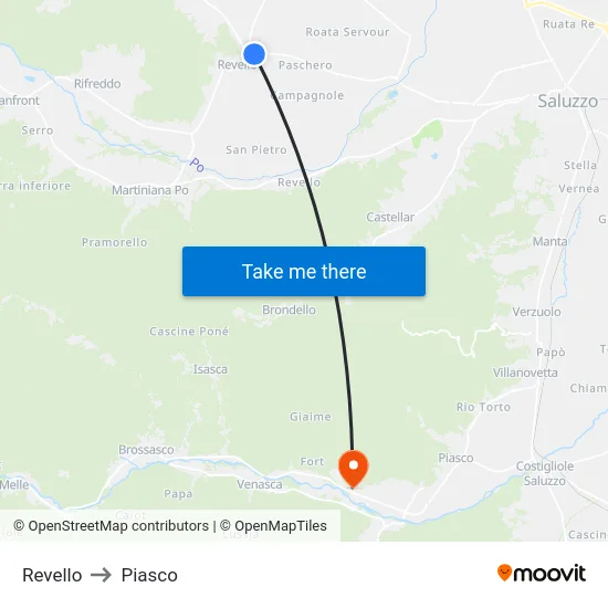 Revello to Piasco map