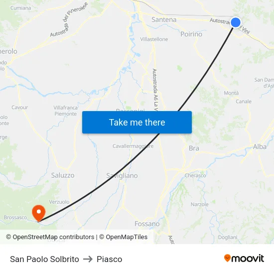 San Paolo Solbrito to Piasco map