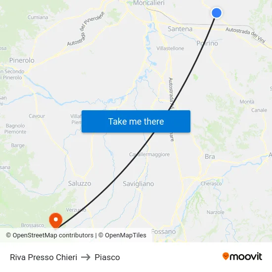 Riva Presso Chieri to Piasco map