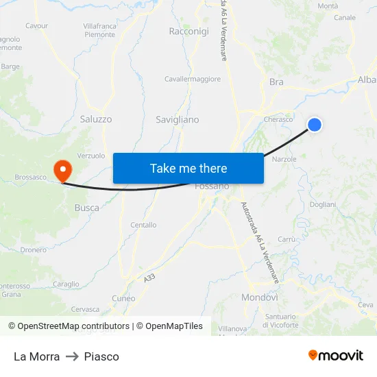 La Morra to Piasco map