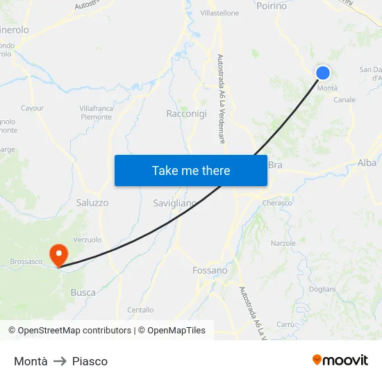 Monta to Piasco map