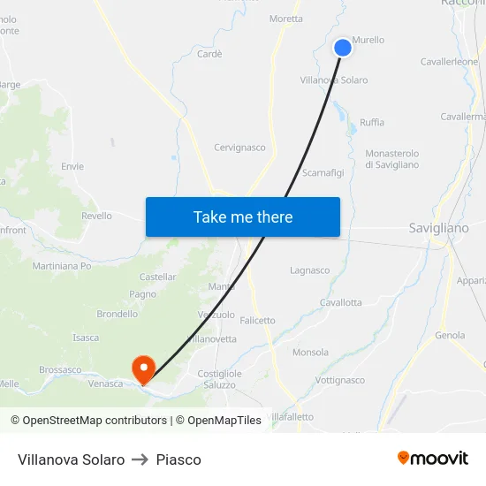 Villanova Solaro to Piasco map