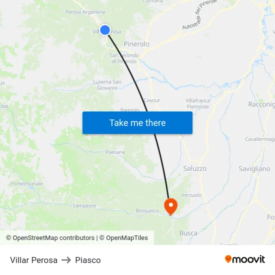 Villar Perosa to Piasco map