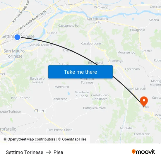 Settimo Torinese to Piea map