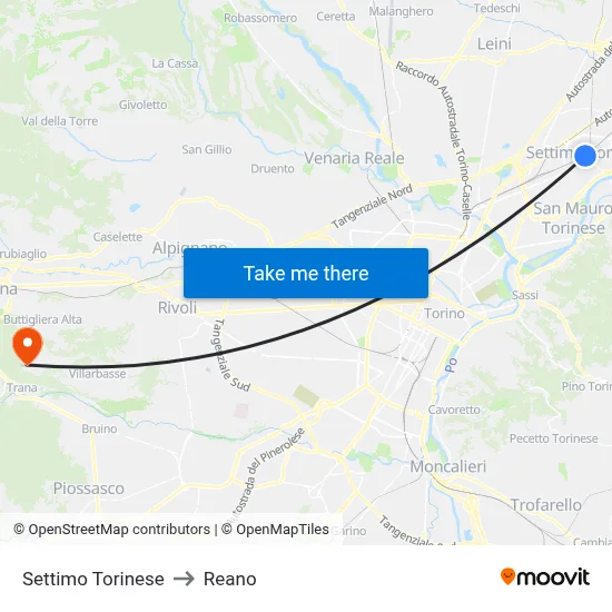 Settimo Torinese to Reano map