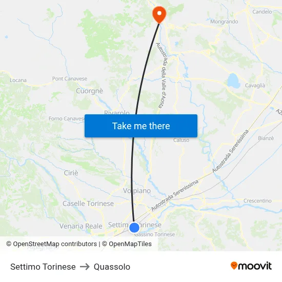 Settimo Torinese to Quassolo map