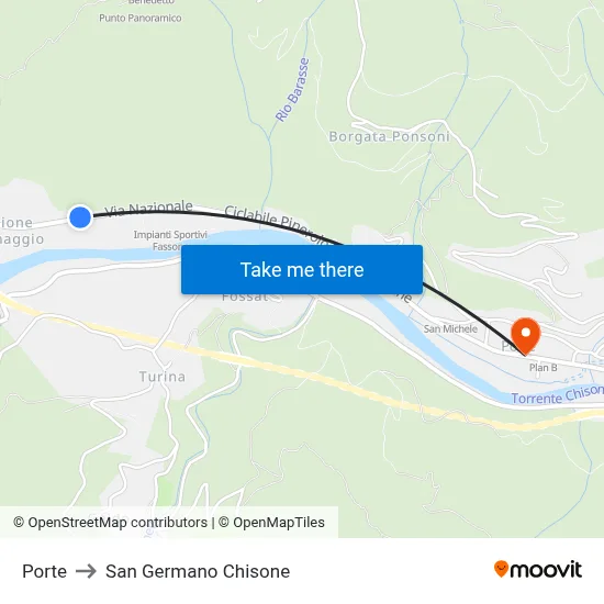 Porte to San Germano Chisone map