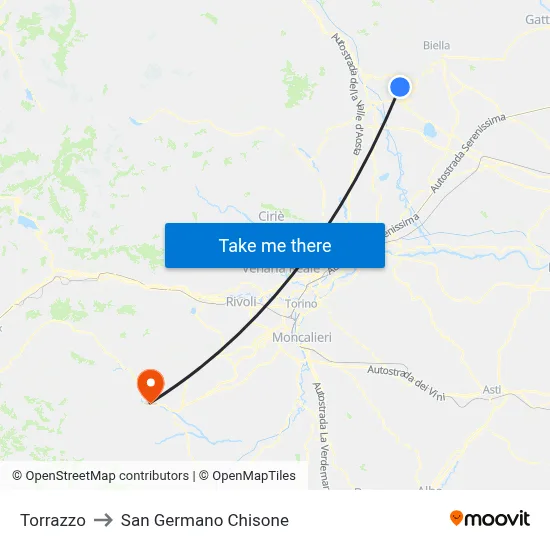 Torrazzo to San Germano Chisone map