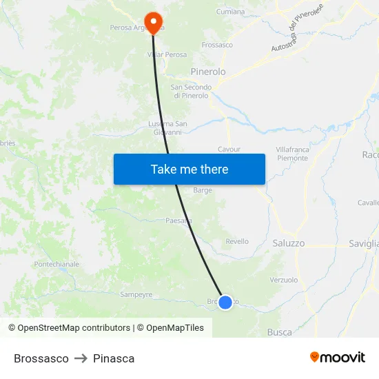Brossasco to Pinasca map