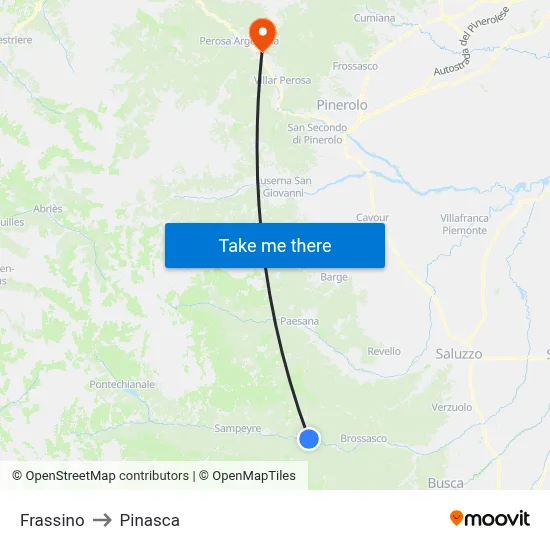 Frassino to Pinasca map