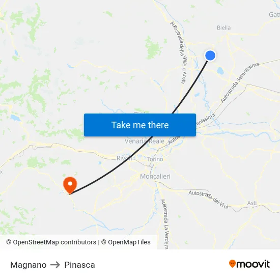 Magnano to Pinasca map