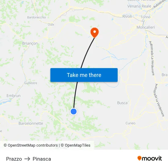 Prazzo to Pinasca map