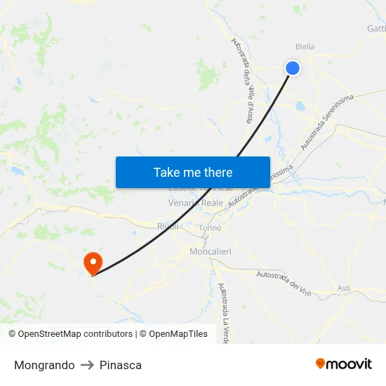 Mongrando to Pinasca map