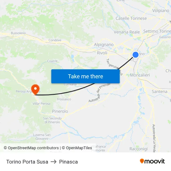 Turin Porta Susa to Pinasca map