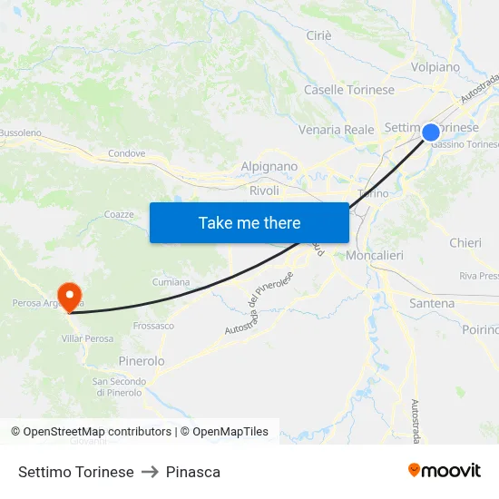 Settimo Torinese to Pinasca map