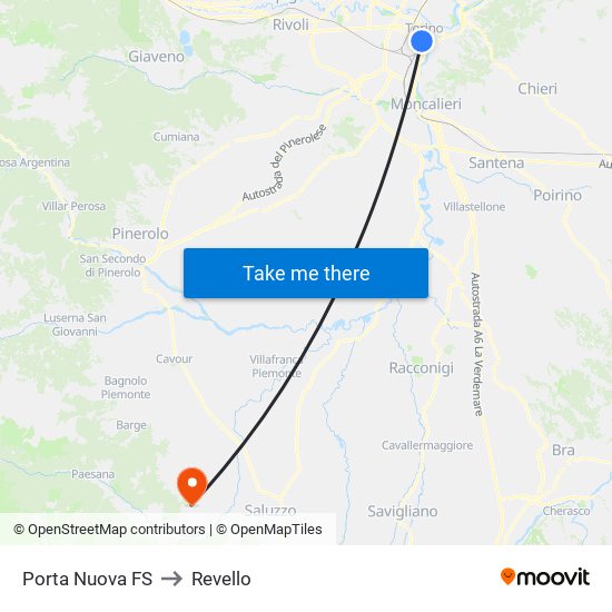Porta Nuova FS to Revello map