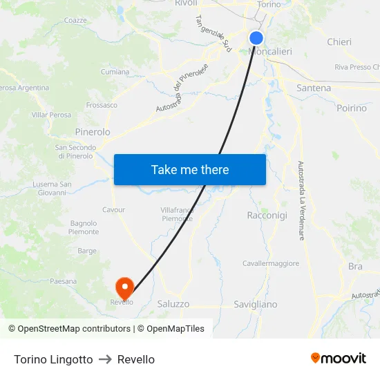 Turin Lingotto to Revello map