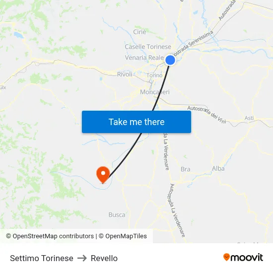 Settimo Torinese to Revello map