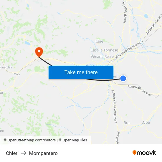 Chieri to Mompantero map