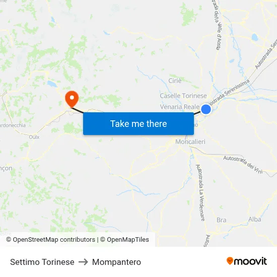 Settimo Torinese to Mompantero map