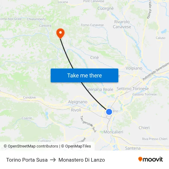 Turin Porta Susa to Monastero Di Lanzo map