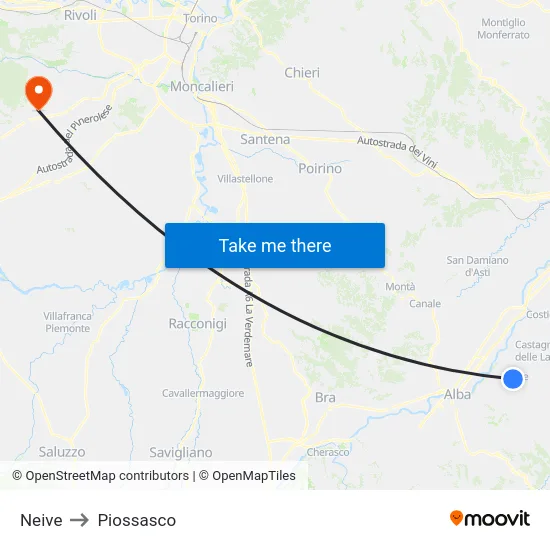 Neive to Piossasco map