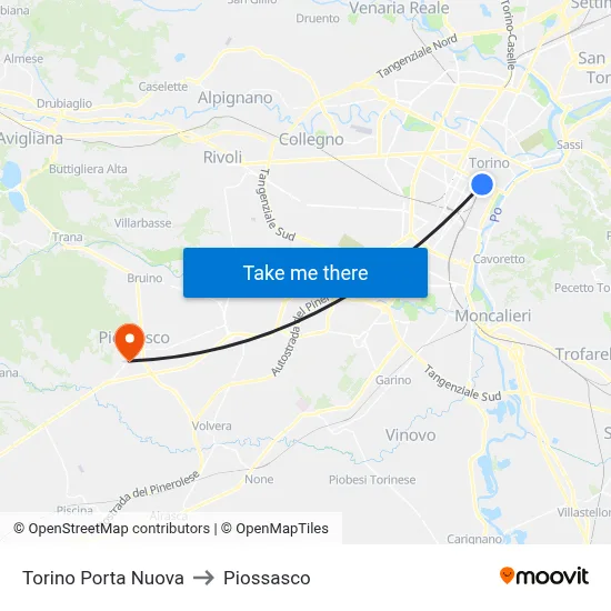 Turin Porta Nuova to Piossasco map