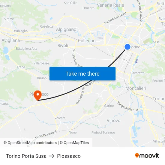 Turin Porta Susa to Piossasco map
