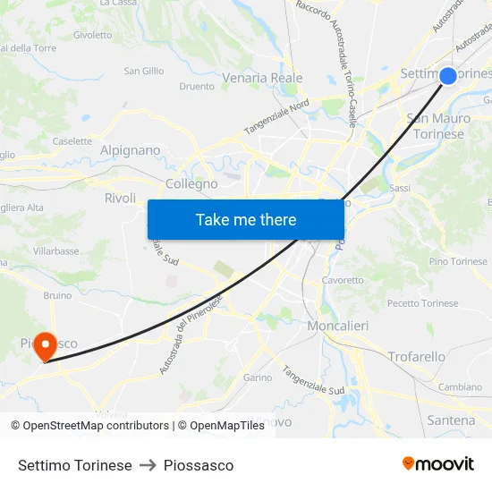 Settimo Torinese to Piossasco map