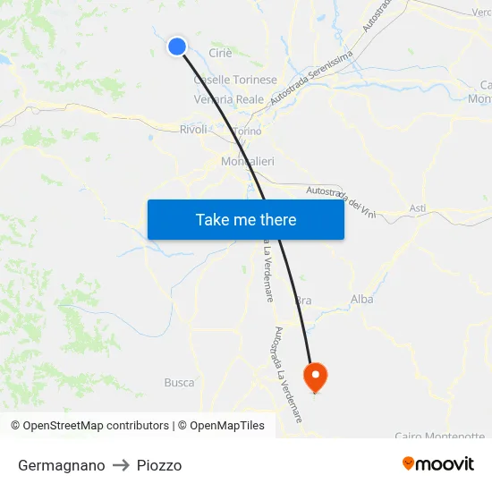 Germagnano to Piozzo map