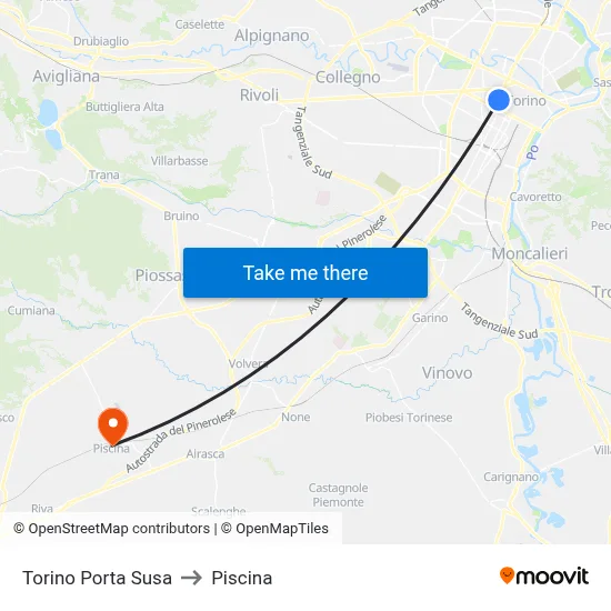 Turin Porta Susa to Swimming Pool map