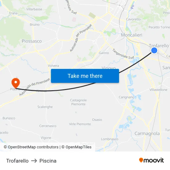 Trofarello to Swimming Pool map