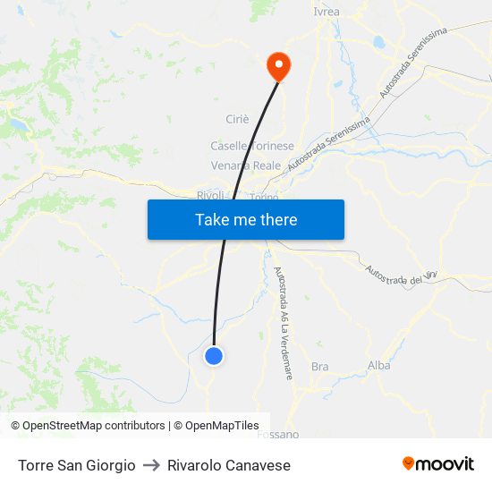 Torre San Giorgio to Rivarolo Canavese map