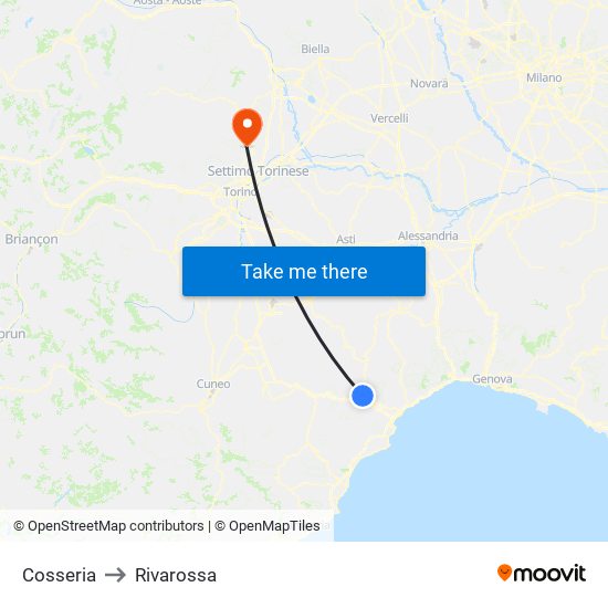 Cosseria to Rivarossa map