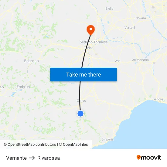 Vernante to Rivarossa map