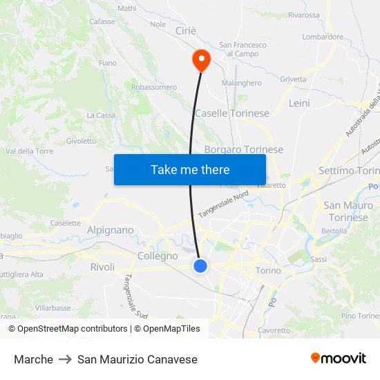 Marche to San Maurizio Canavese map