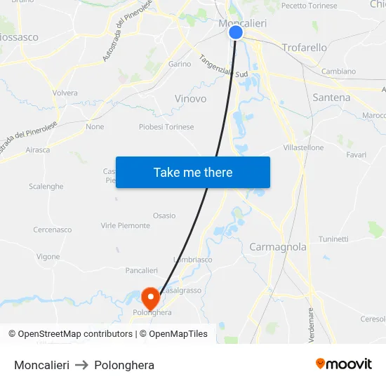 Moncalieri to Polonghera map