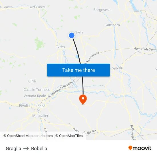 Graglia to Robella map