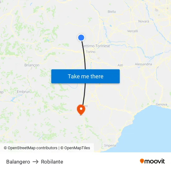 Balangero to Robilante map
