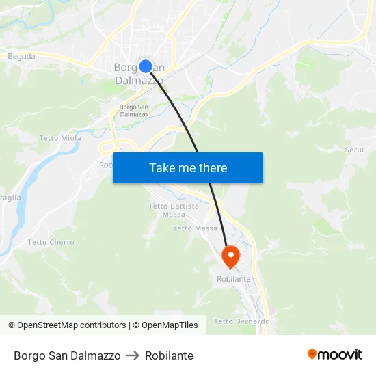 Borgo San Dalmazzo to Robilante map
