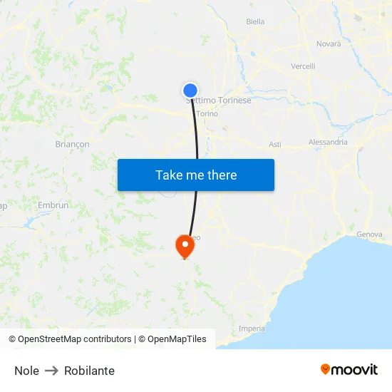 Nole to Robilante map