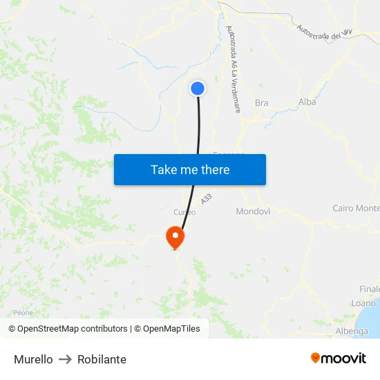 Murello to Robilante map