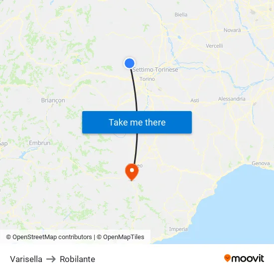 Varisella to Robilante map